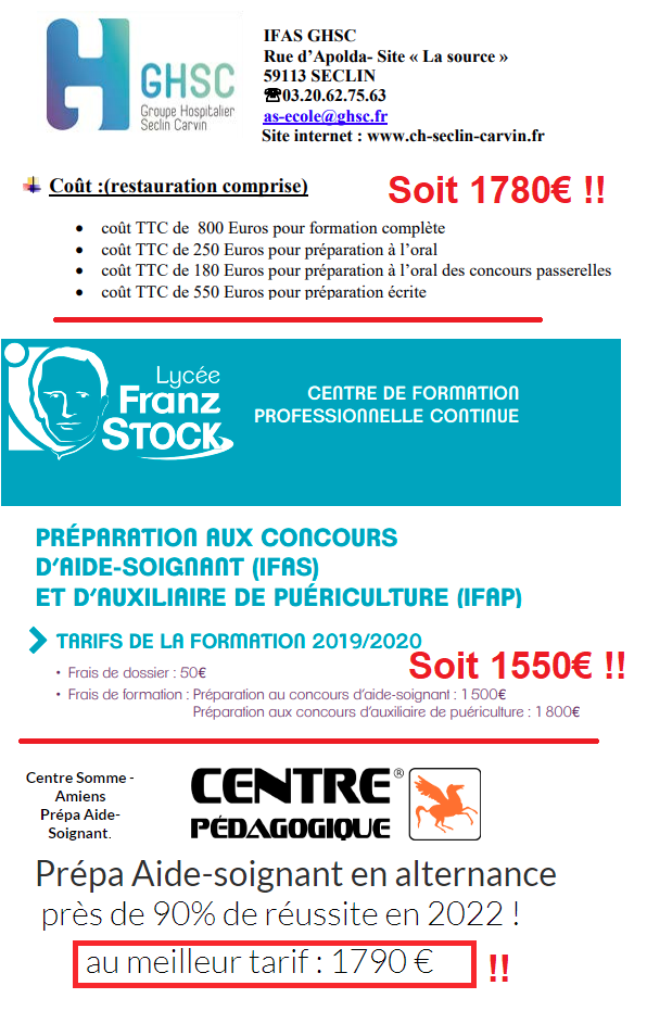 Tarif préparation concours aide-soignant en IFAS